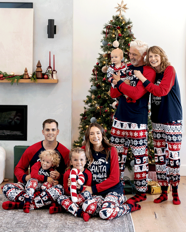 Family Matching Christmas Pajamas Glow in the Dark Navy Main Image