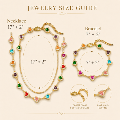 Baokang Colorful Heart Gemstone Necklace Set