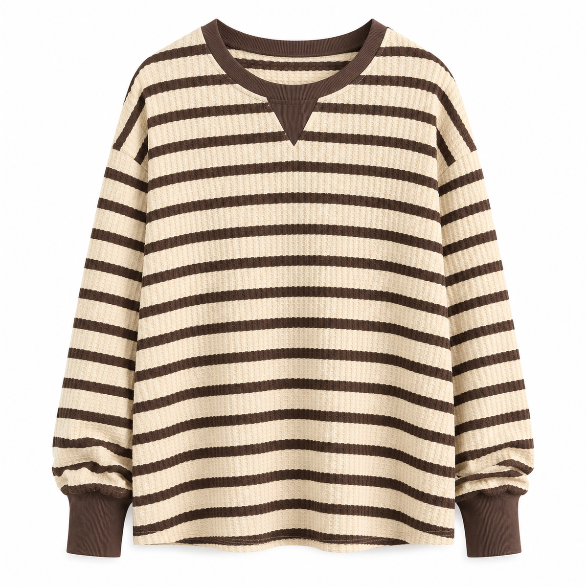 Maglia a Maniche Lunghe da Donna a Righe Vestibilità Morbida
