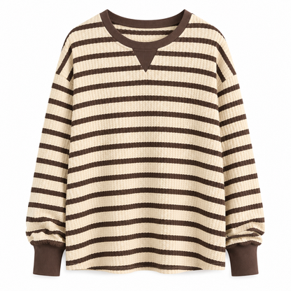 Maglia a Maniche Lunghe da Donna a Righe Vestibilità Morbida