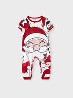 Christmas Santa and Snowman Print Family Matching Short-sleeve Tops and Shorts Pajamas Sets White