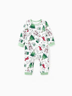 Christmas Family Matching Long Sleeves Very Merry Green Tops Allover Pattern Pants Pajamas Sets with Christmas Socks