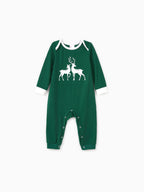Christmas Family Matching Glow in the Dark Reindeer Tops Allover Pattern Pants Pajamas Sets with Christmas Socks