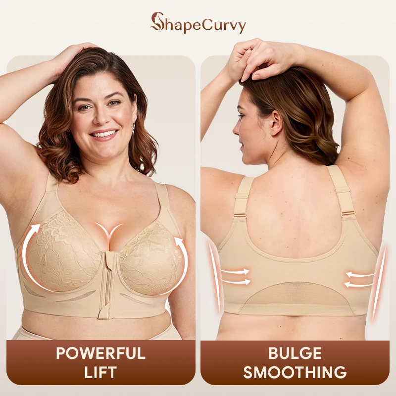 ShapeCurvy - Wireless Zip-front Body Shaping Bra