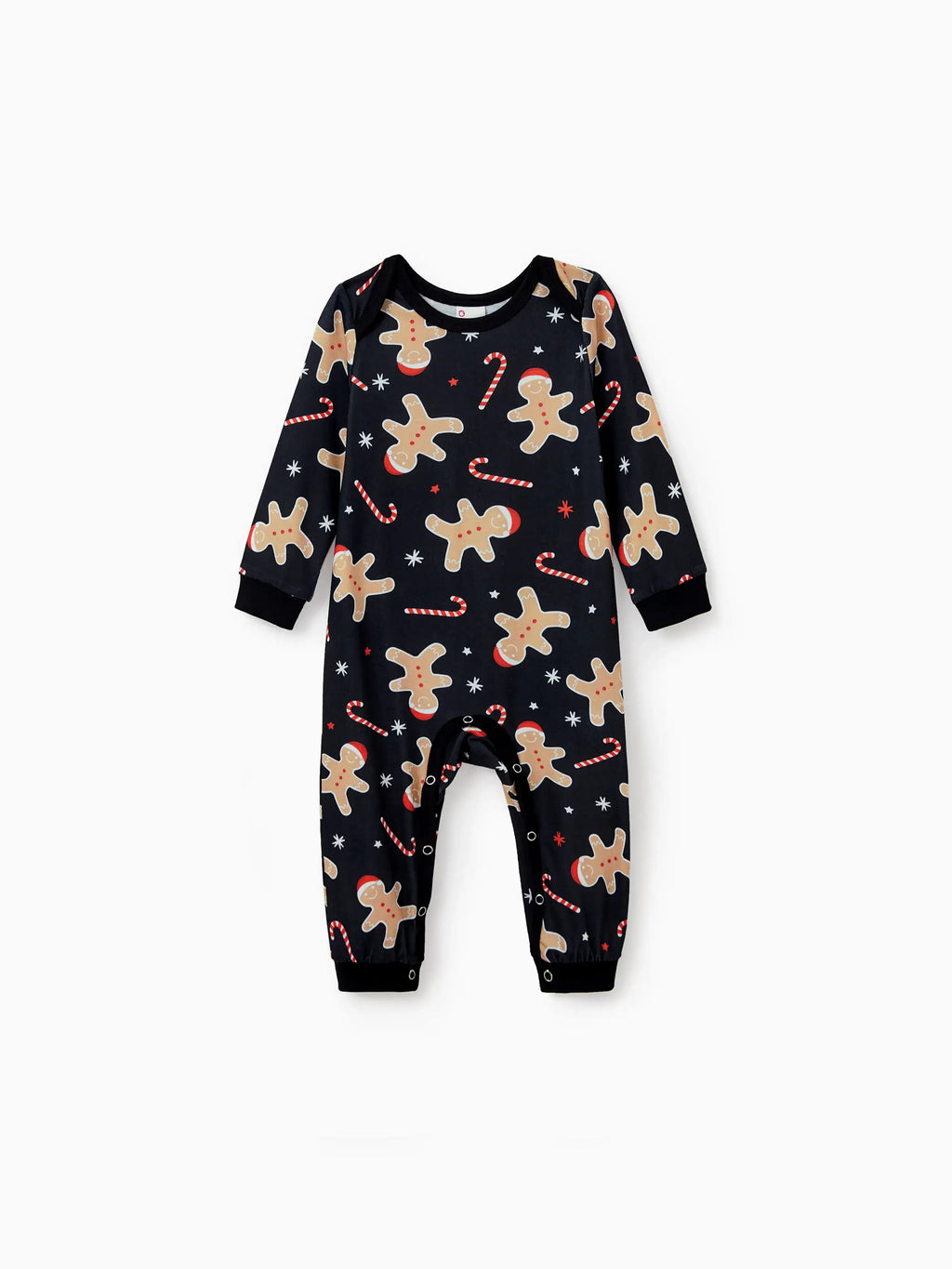 Christmas Matching Family Pajamas Set Gingerbread Print Black PJS with Christmas Socks Black