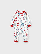 Christmas Matching Family Pajamas Set Santa Claus and Dogs Print PJS with Christmas Socks White
