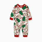Christmas Matching Family Pajamas Set Christmas Tree Print Red and Apricot PJS with Christmas Socks Apricot