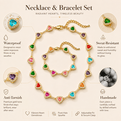 Baokang Colorful Heart Gemstone Necklace Set