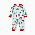 Family Matching Christmas Pajamas Santa & Christmas Tree Print Green