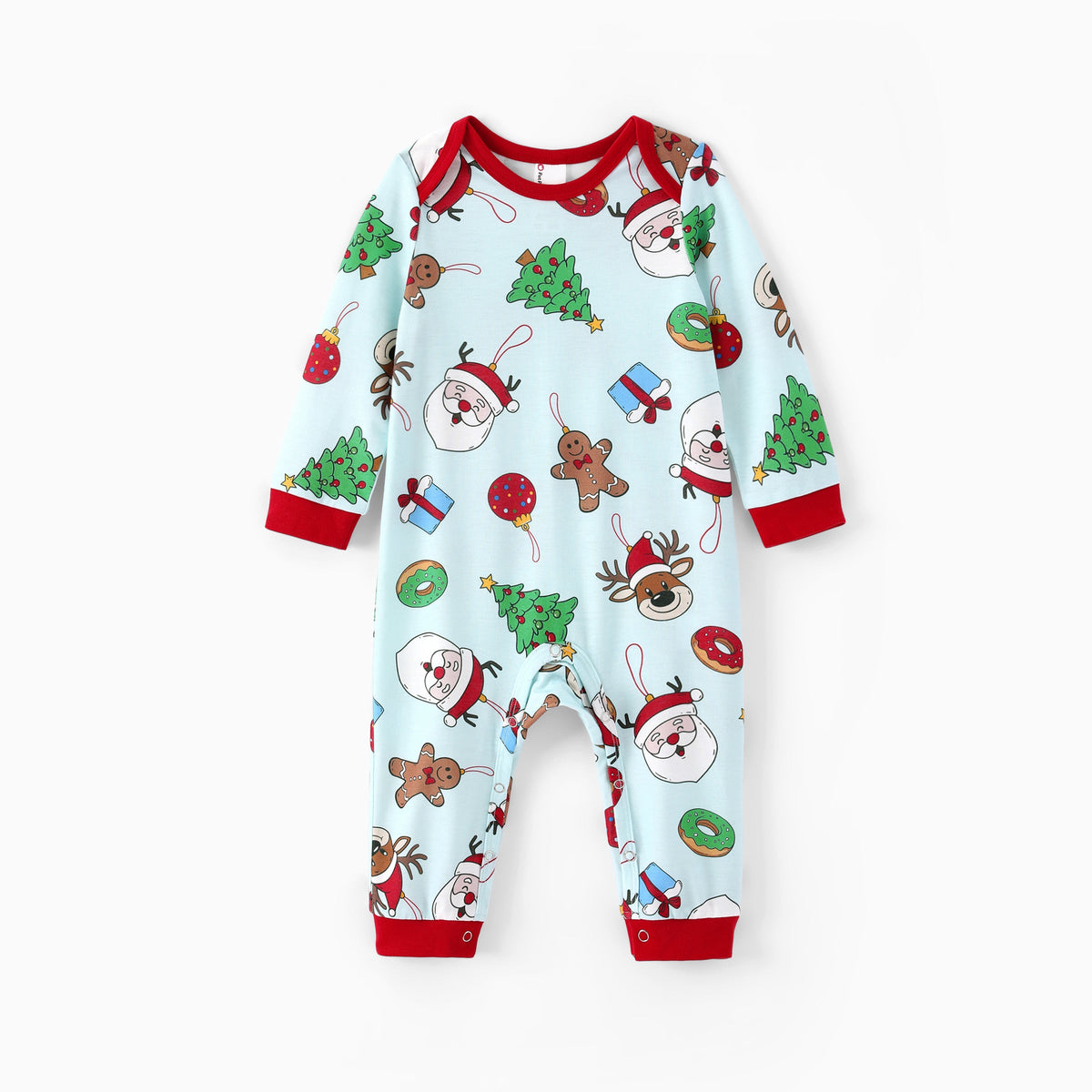 Family Matching Christmas Pajamas Santa & Christmas Tree Print Green