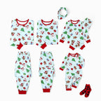 Family Matching Christmas Pajamas Santa & Christmas Tree Print Green