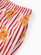 Family Matching Christmas Pajamas Gingerbread Print Red