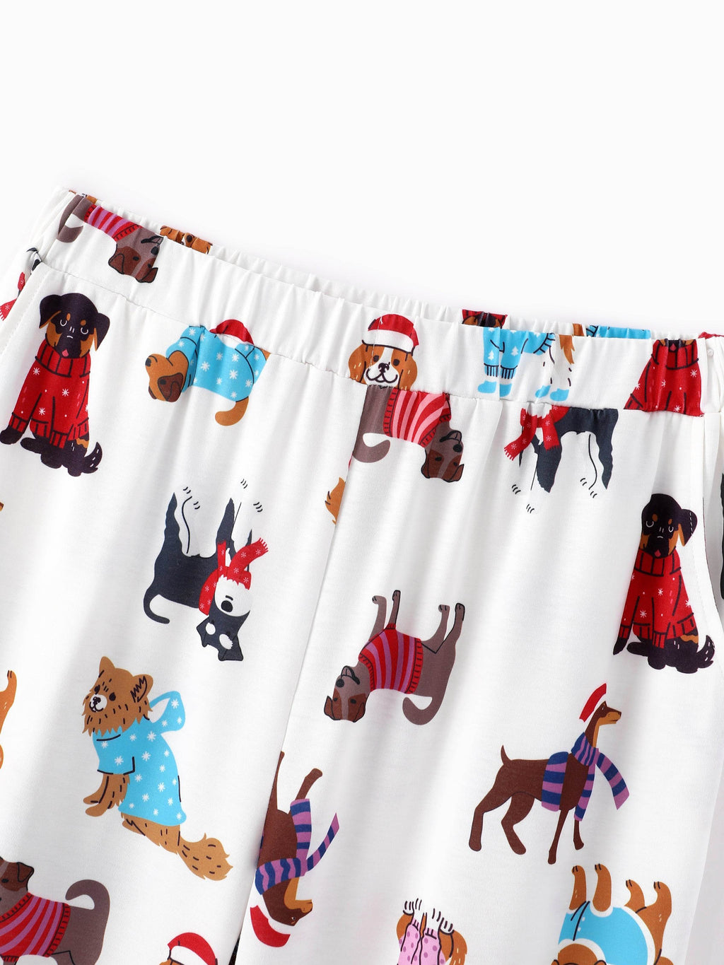 Family Matching Christmas Pajamas Festive Dog Print Red & White