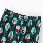 Matching Family Christmas Pajamas Snow Globe Print Dark Green Plus Size