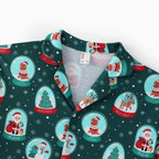 Matching Family Christmas Pajamas Snow Globe Print Dark Green Plus Size