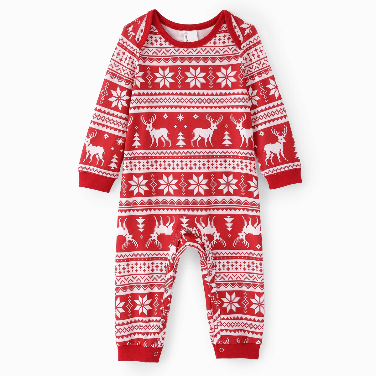 Christmas Matching Family Collared Pajamas Fair Isle Print Red