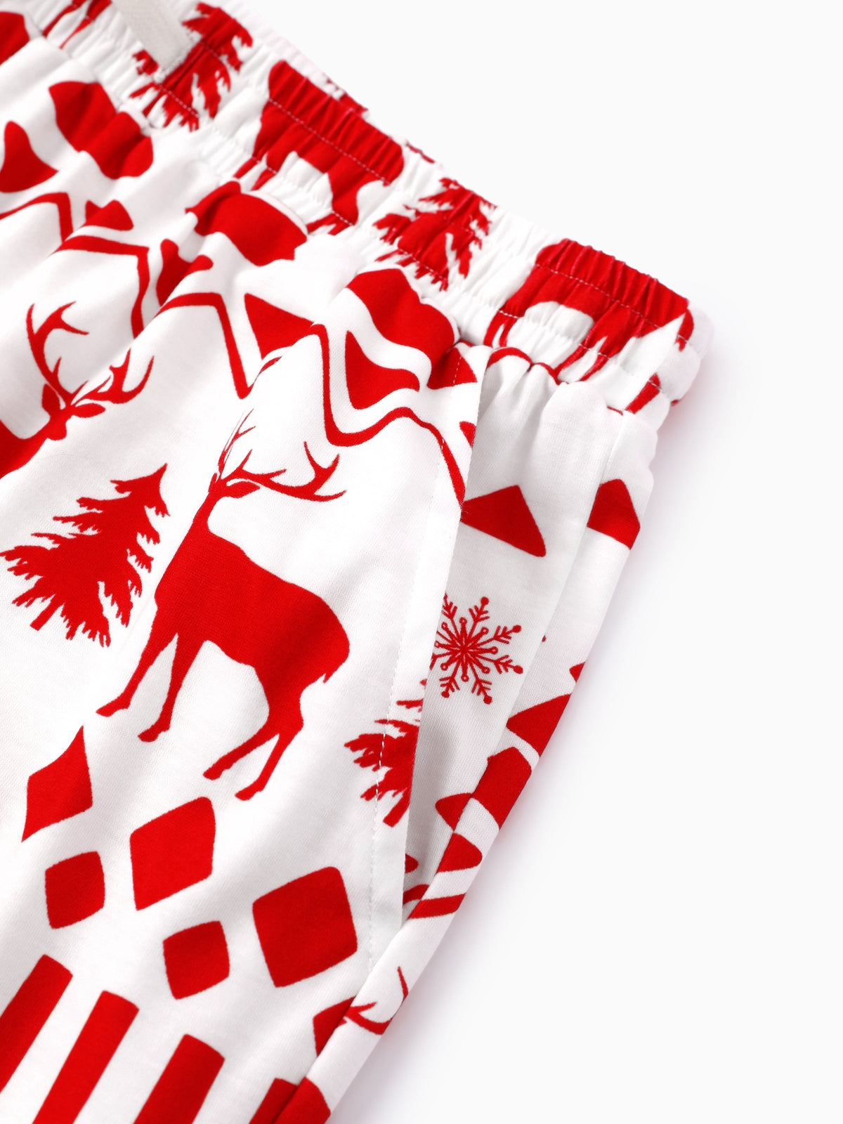 Matching Family Christmas Pajamas Fair Isle & Reindeer Print Red