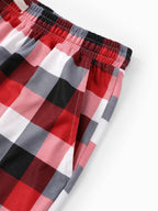 Matching Family Christmas Pajamas Gingerbread & Plaid Print Red