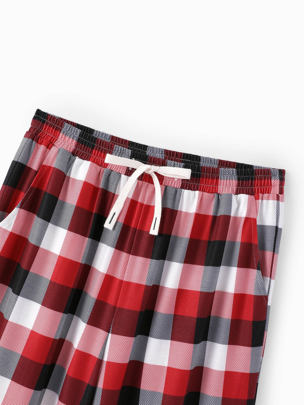 Matching Family Christmas Pajamas Gingerbread & Plaid Print Red