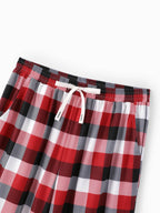Matching Family Christmas Pajamas Gingerbread & Plaid Print Red
