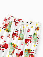 Matching Family Christmas Pajamas Santa & Christmas Tree Print Green