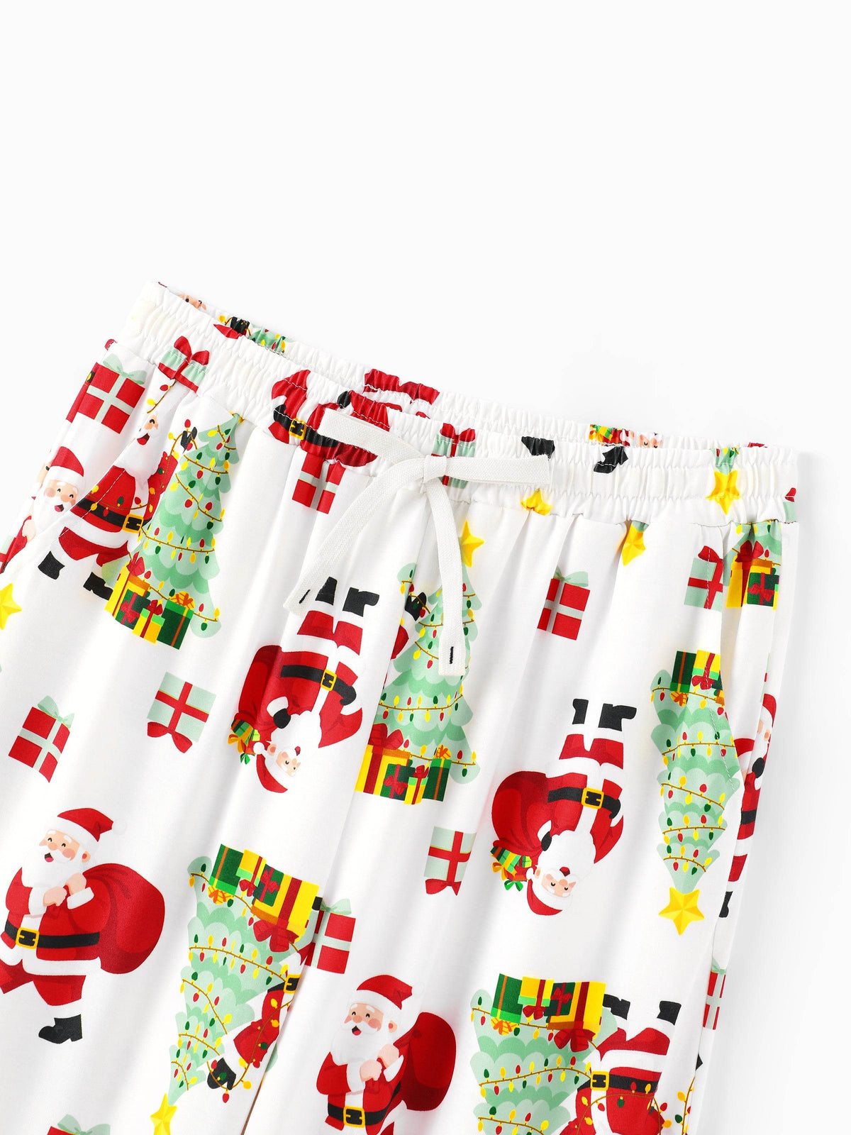 Matching Family Christmas Pajamas Santa & Christmas Tree Print Green