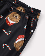 Matching Family Christmas Pajamas Bear Print Black