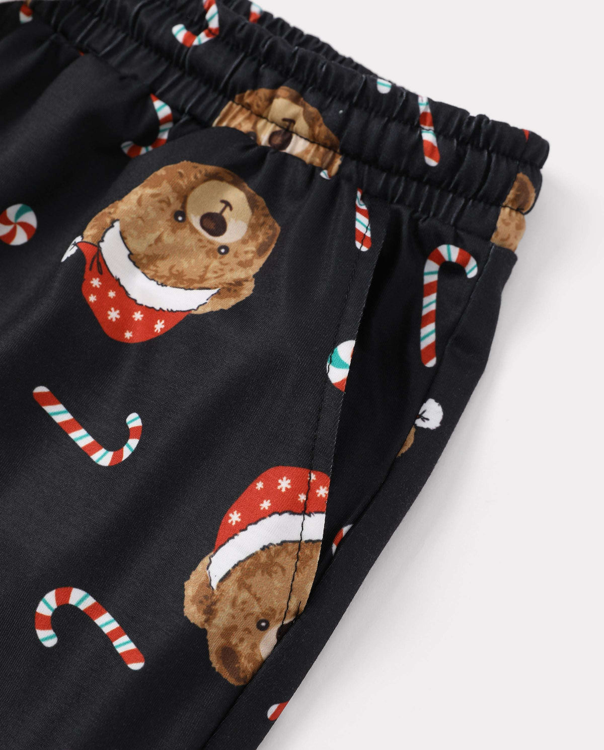 Matching Family Christmas Pajamas Bear Print Black