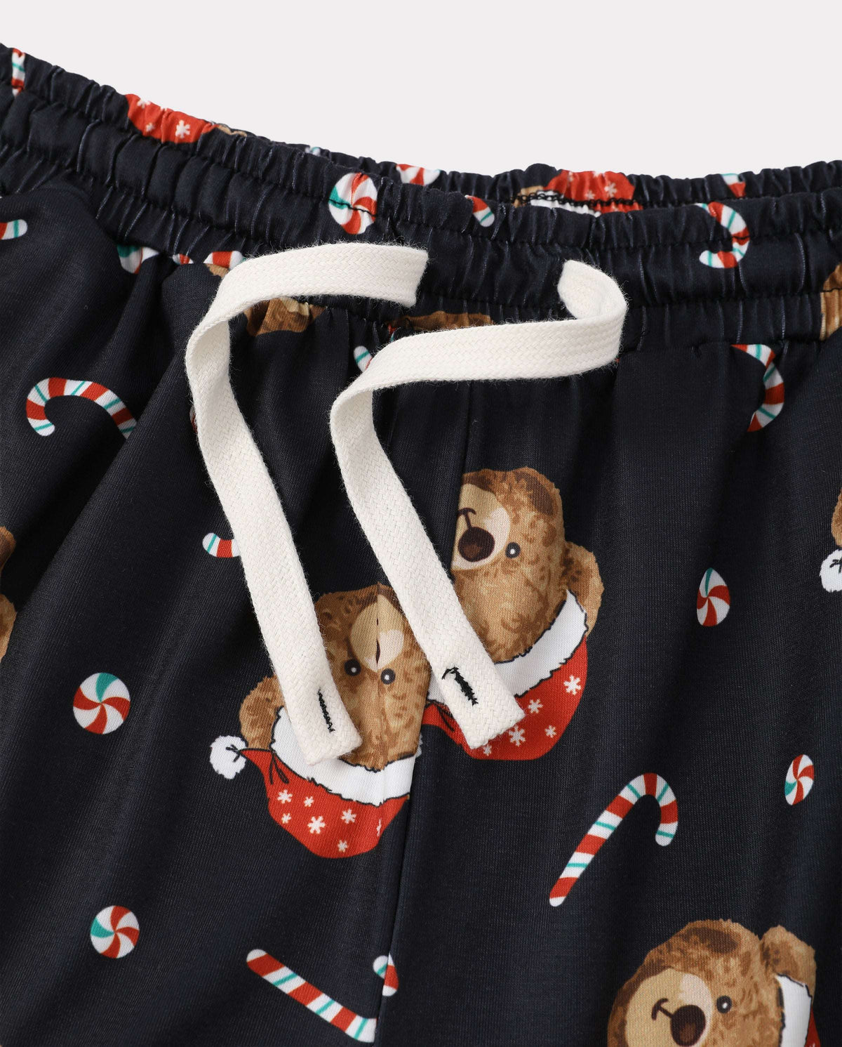 Matching Family Christmas Pajamas Bear Print Black