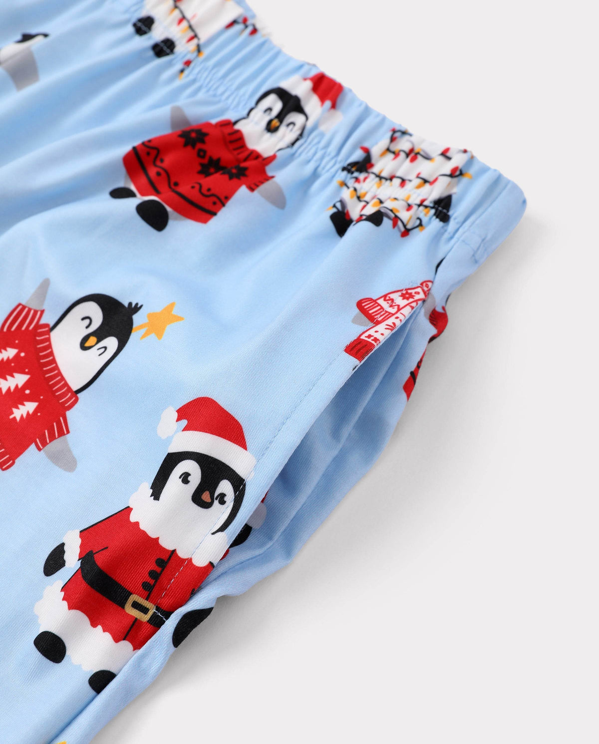 Matching Family Christmas Pajamas Penguin Print Blue