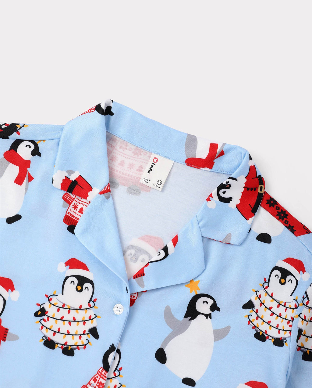 Matching Family Christmas Pajamas Penguin Print Blue
