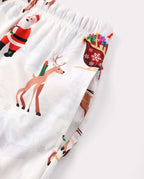 Family Matching Christmas Pajamas Reindeer & Santa Claus Print White Plus Size
