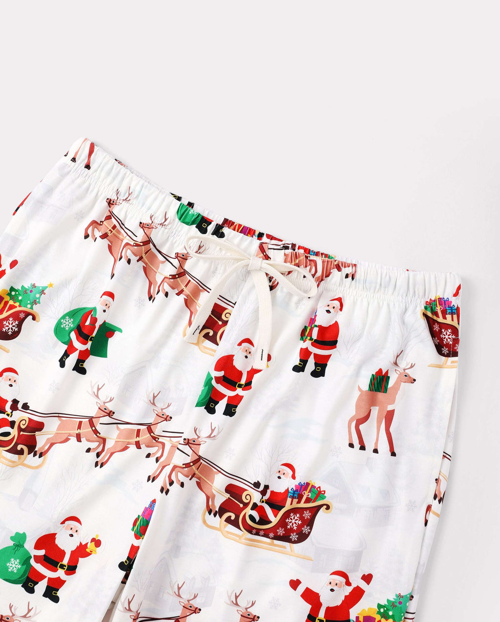 Family Matching Christmas Pajamas Reindeer & Santa Claus Print White Plus Size