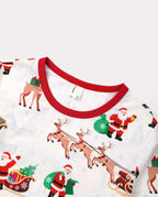 Family Matching Christmas Pajamas Reindeer & Santa Claus Print White Plus Size
