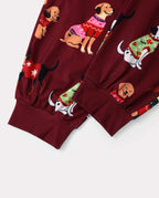 Family Matching Christmas Pajamas Festive Dog Print Red