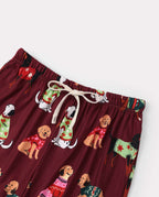Family Matching Christmas Pajamas Festive Dog Print Red