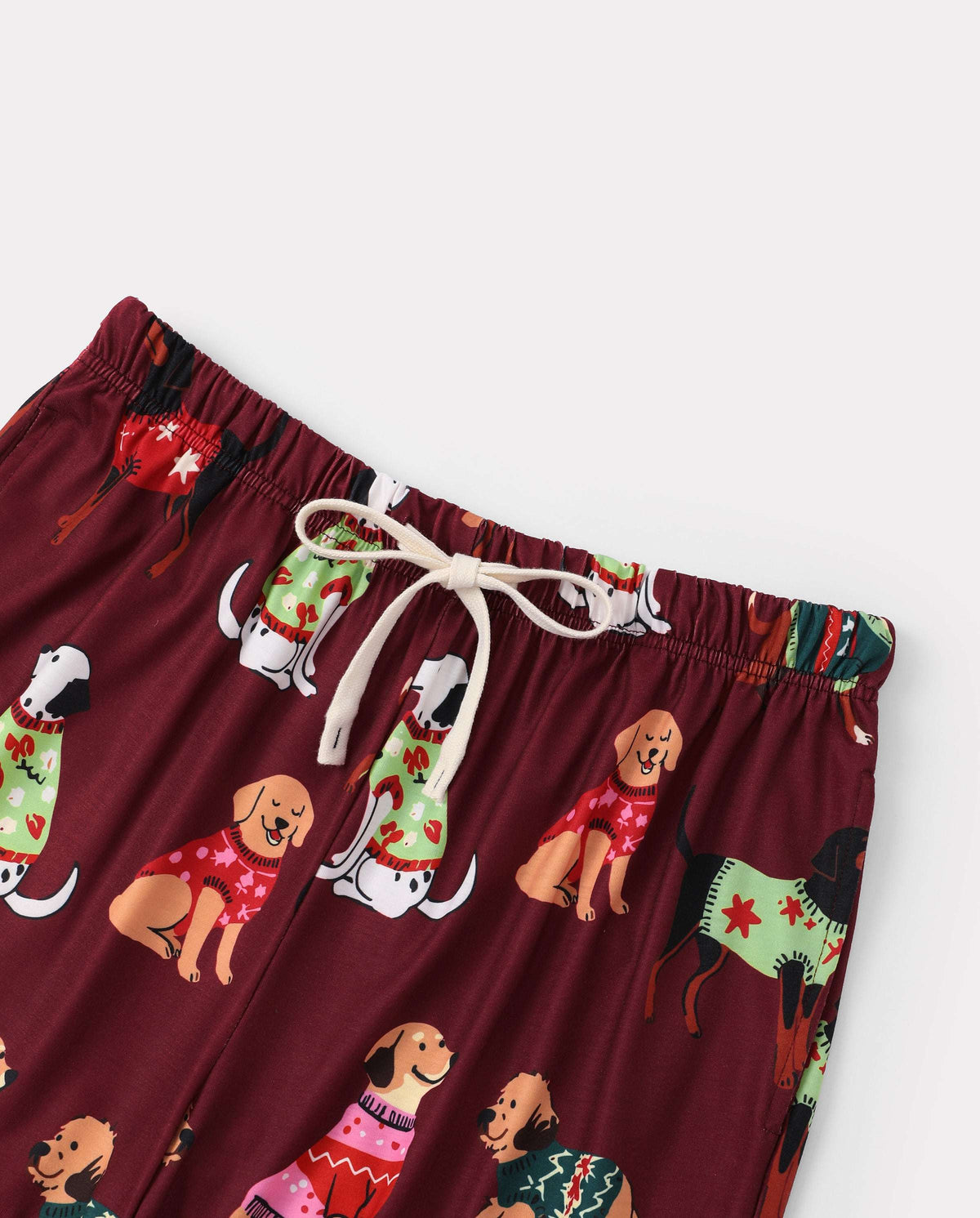 Family Matching Christmas Pajamas Festive Dog Print Red
