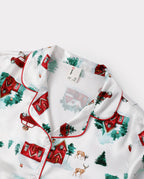 Matching Family Christmas Pajamas Christmas Village Print Satin Multicolor