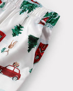 Matching Family Christmas Pajamas Christmas Village Print Satin Multicolor