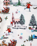 Christmas Matching Family Pajamas Xmas Village Print White