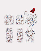Christmas Matching Family Pajamas Xmas Village Print White