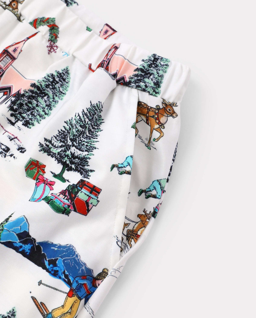 Christmas Matching Family Pajamas Xmas Village Print White