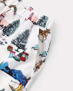 Christmas Matching Family Pajamas Xmas Village Print White