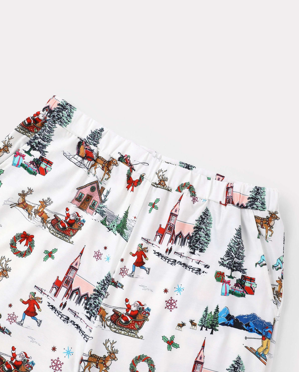 Family Matching Christmas Pajamas Christmas Village Print White