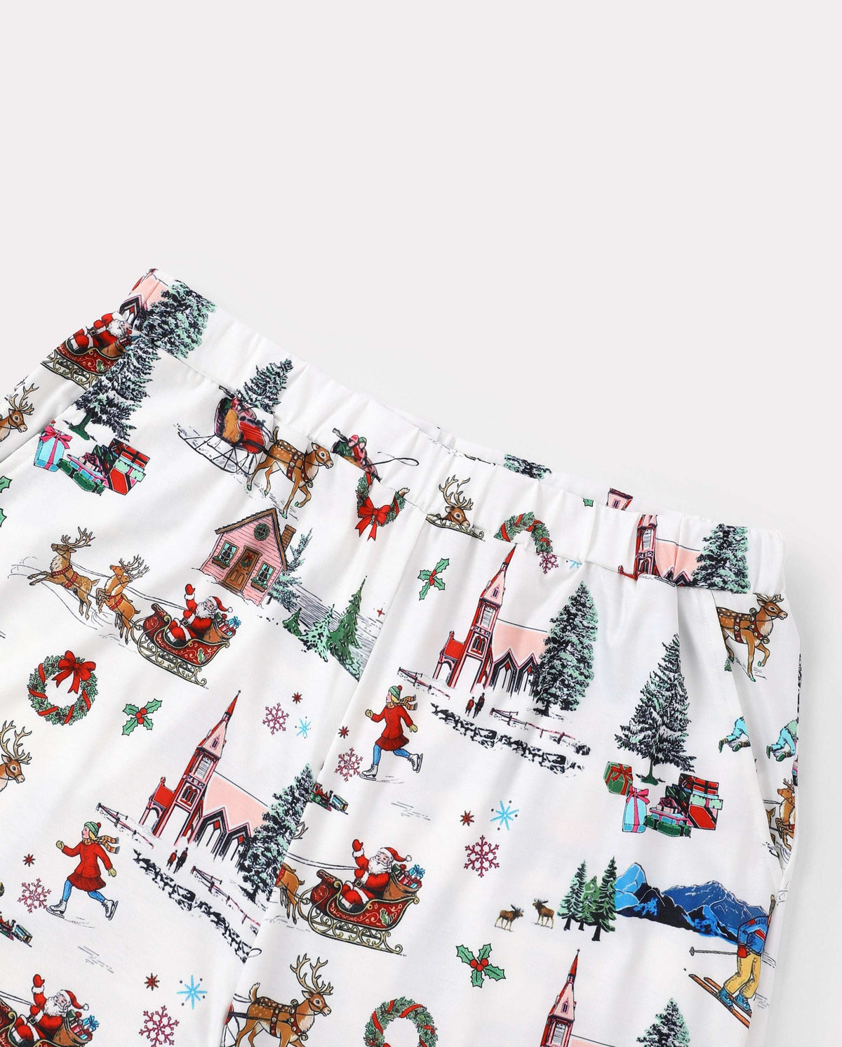 Family Matching Christmas Pajamas Christmas Village Print White