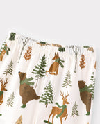 Matching Family Christmas Pajamas Woodland Print Beige