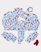 Matching Family Christmas Pajamas Penguin Print Blue