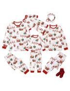 Family Matching Christmas Pajamas Reindeer & Santa Claus Print White Plus Size