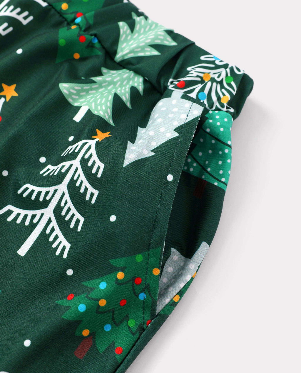 Christmas Matching Family Pajamas Xmas Tree Print Dark Green