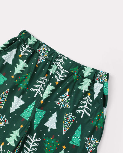 Family Matching Christmas Pajamas Christmas Tree Print Dark Green
